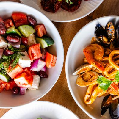 Various meals, top view.