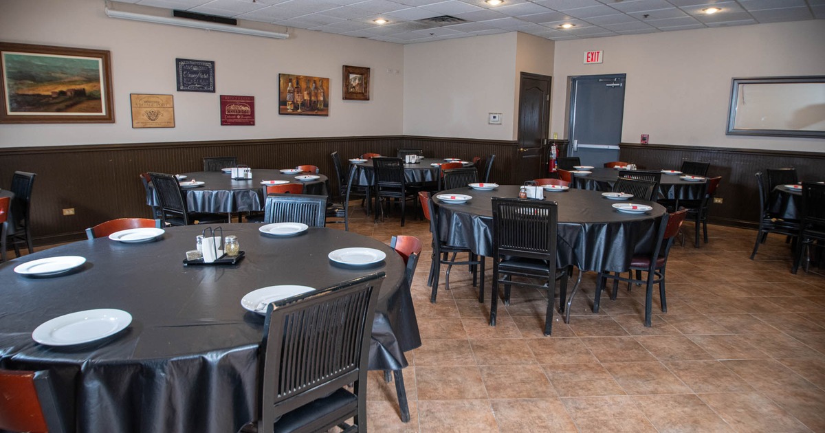 Interior, tables ready for guests