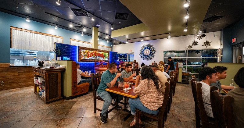 Interior, dining area, customers dining