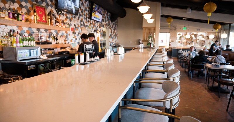 Bar, chairs, side view