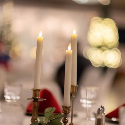 Candles on a table scape.