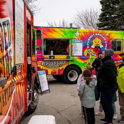2 food truck and customer's.
