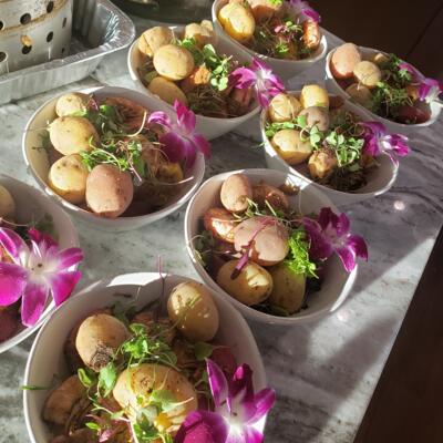 Bowls of potatoes.
