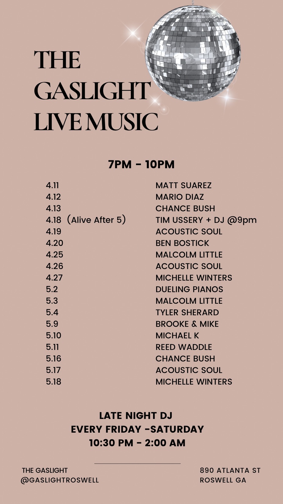 LIVE MUSIC LINEUP event photo