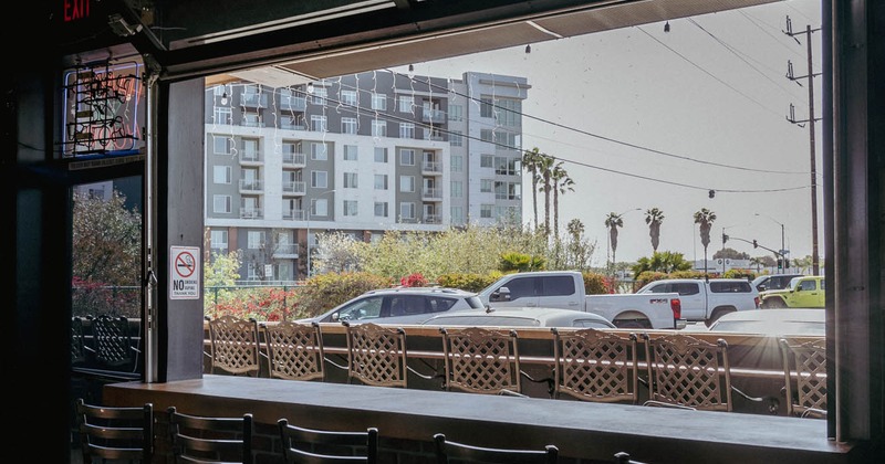 Window overlooking the parking lot