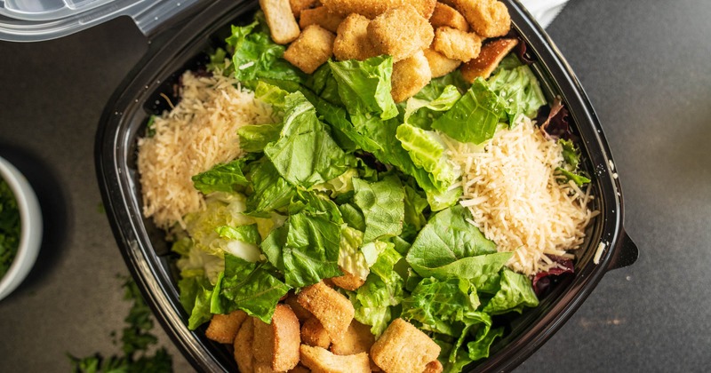 Caesar salad, top view