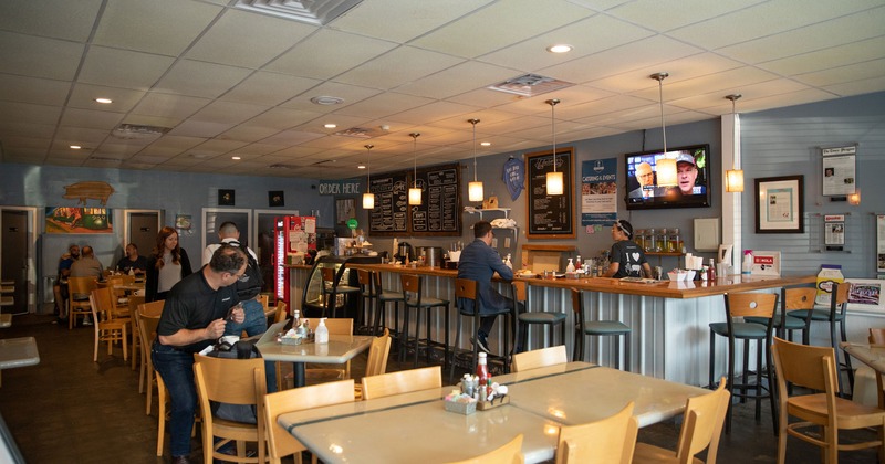 Interior, seating area and order counter