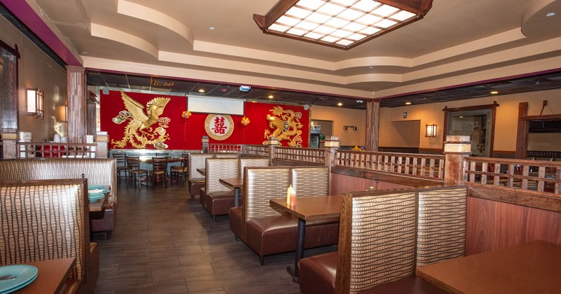 Interior, seating booths lined up