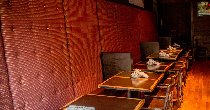 Interior, seating area, row of tables