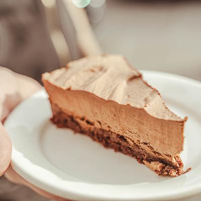 Chocolate mousse cake slice