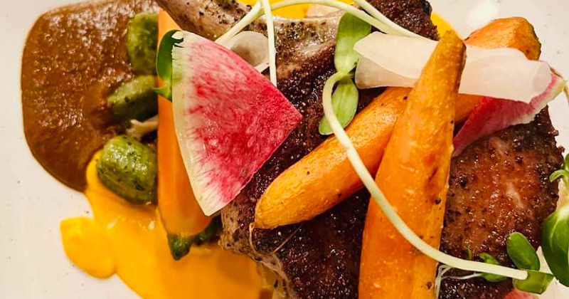 Bone-in pork chop dish