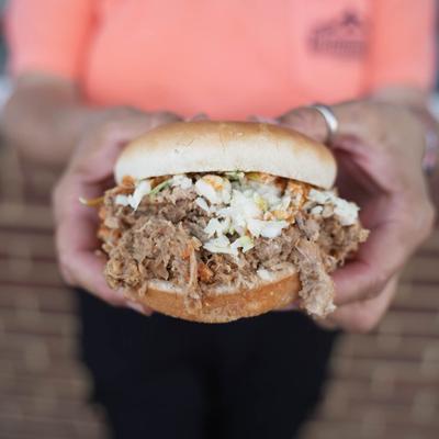 Carolina-style barbecue sandwich with coleslaw.