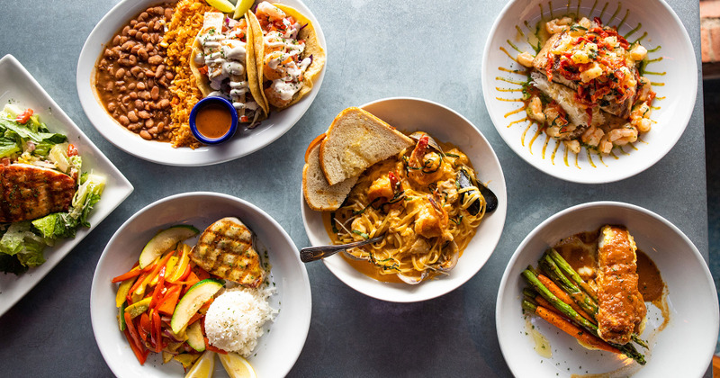 Different dishes displayed on the tables