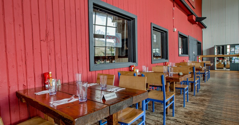 Interior, relaxed open space dining area