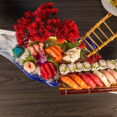 Sushi and sashimi boat.