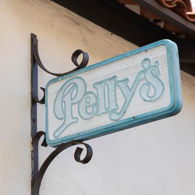 Pelly's Hanging sign outside.