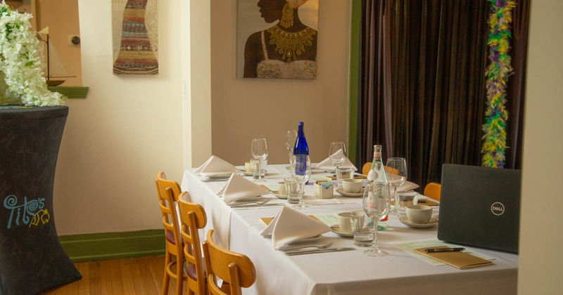 Dining table set for guests