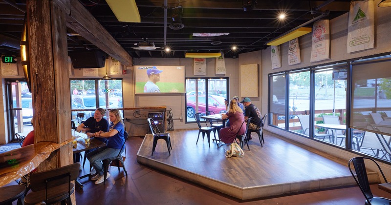 Wide view to dancing and seating area