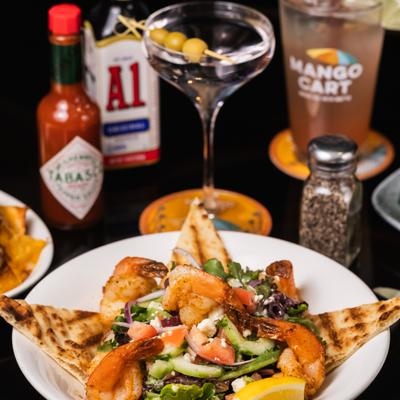 Greek Salad with shrimp.