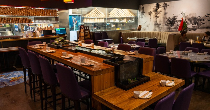 Interior, tall tables and bar stools