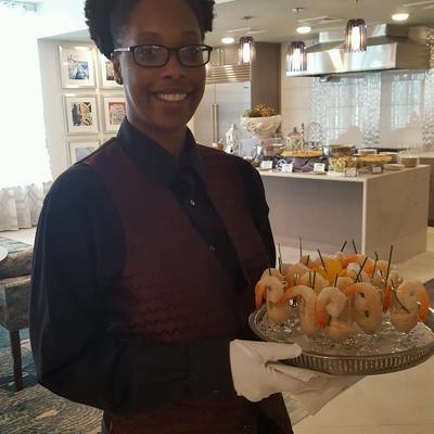 White gloved passed hors d' Oeuvres.