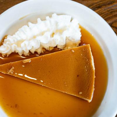 Served flan.