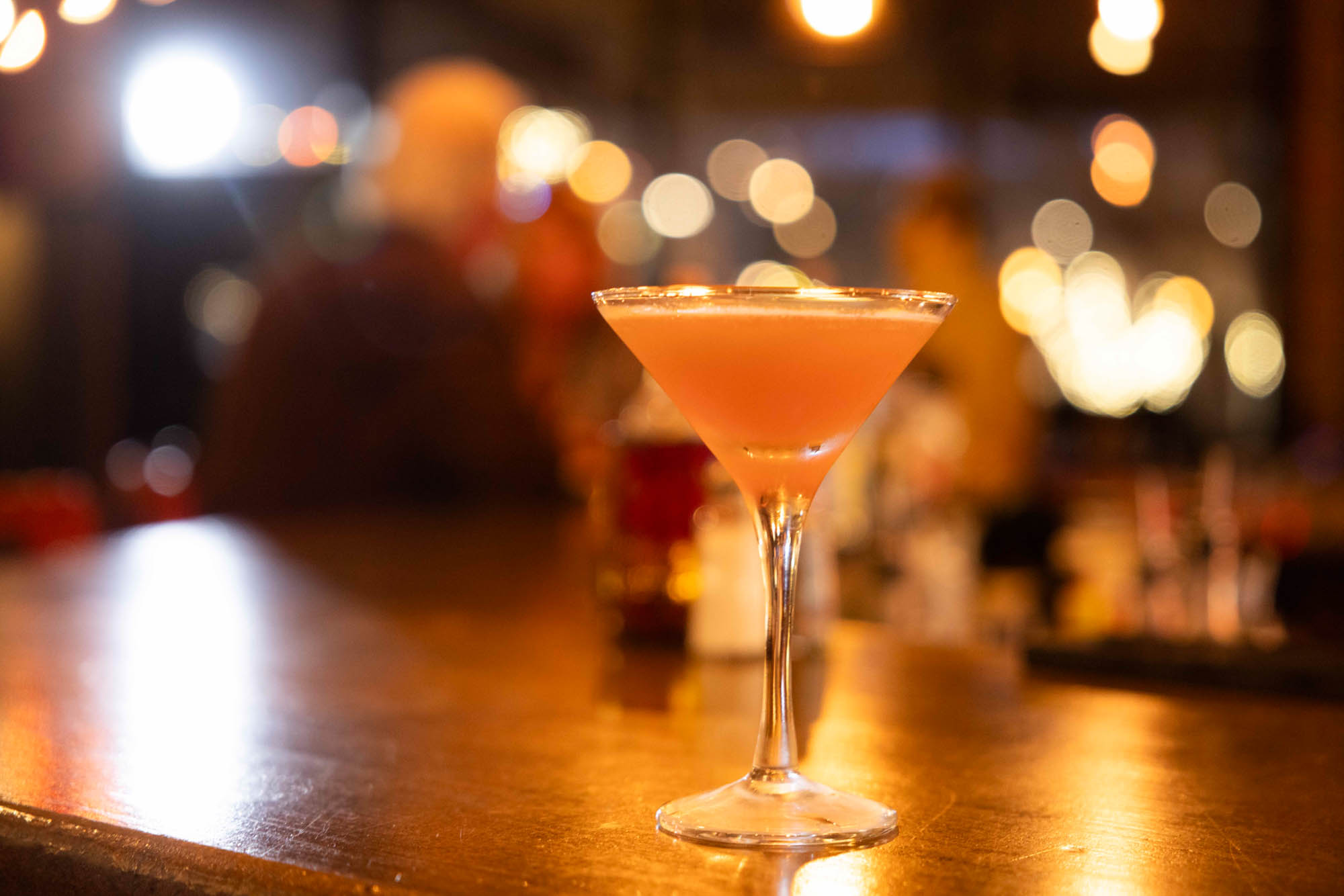 A served Pink Lady cocktail