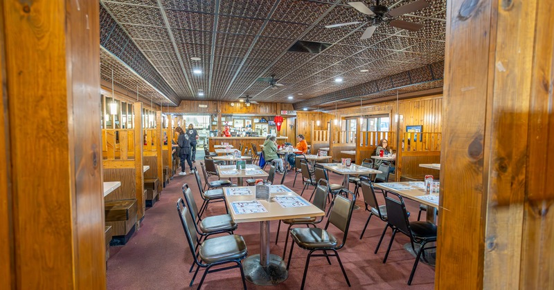 Diner area, table, chairs