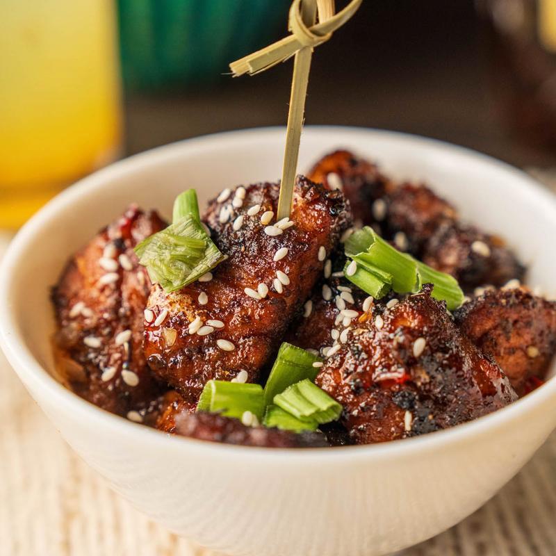 Salmon Bites with Honey Chili Green Onions photo