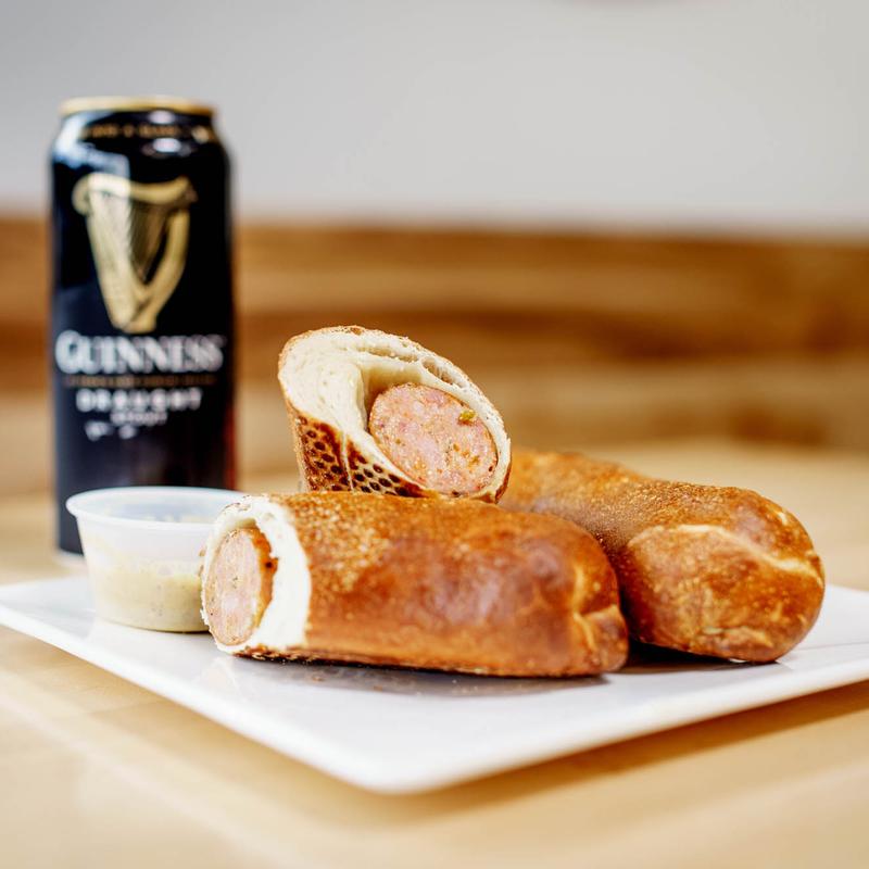 Pretzel Wrapped Jalapeno Cheddar Brat photo