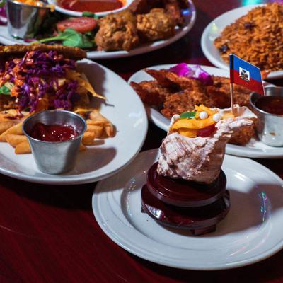 Assorted food dishes.