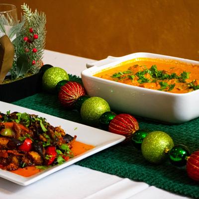 Served food and decorations.