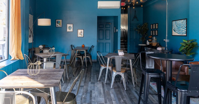 Interior, tables an chairs ready for guests