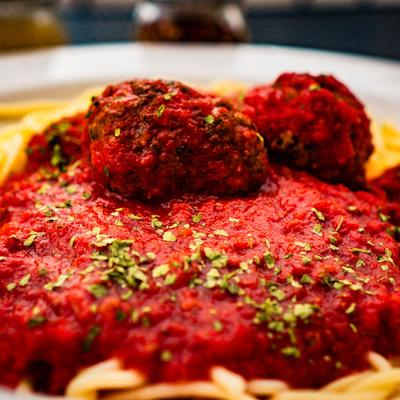 Spaghetti and Meatballs, with marinara sauce.