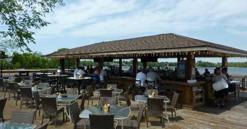 The outdoor bar and seating