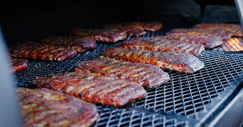 Grilled ribs on a barbecue grill