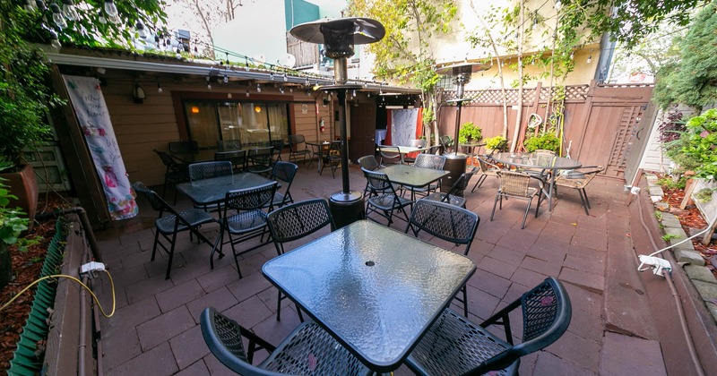 Exterior, glass tables and chairs