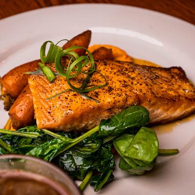 Hot Honey Salmon and sauteed carrots.