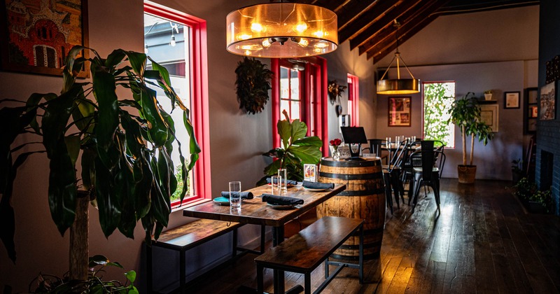 Interior, tables ready for guests