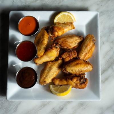 Served chicken wings.