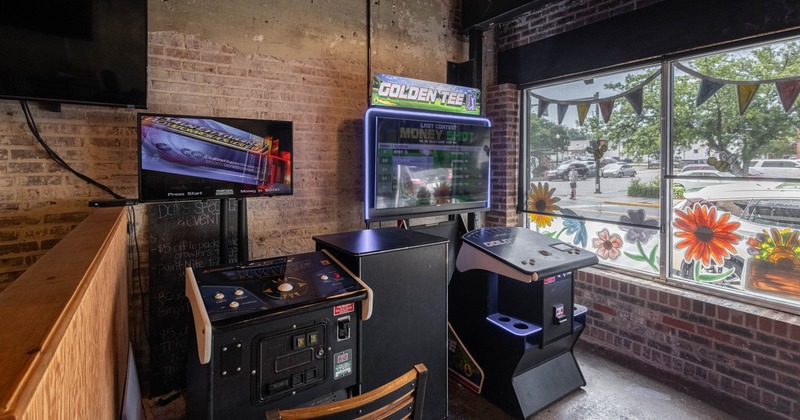 Gaming machines near window