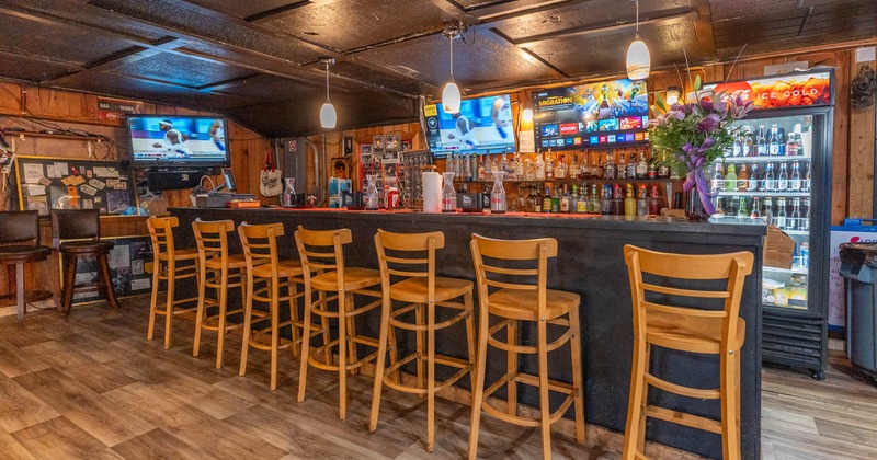 Interior, bar and bar stools