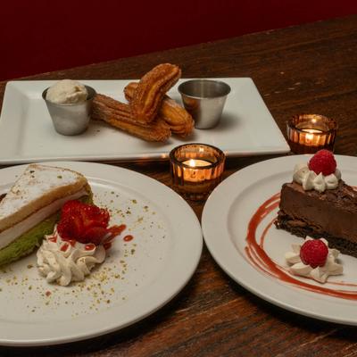 Various served desserts.