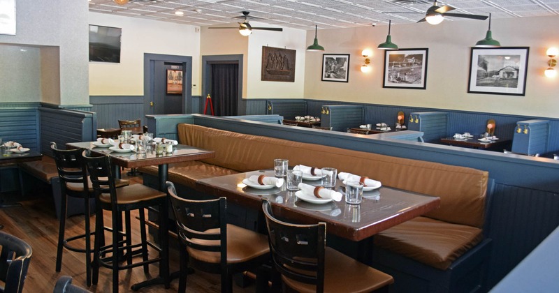 Interior, tables ready for guests