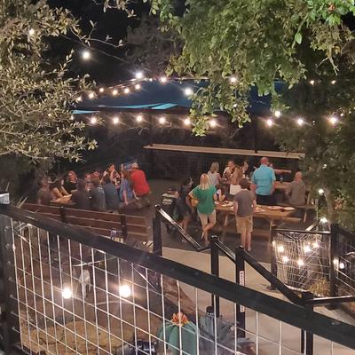 Customers gathered outside.