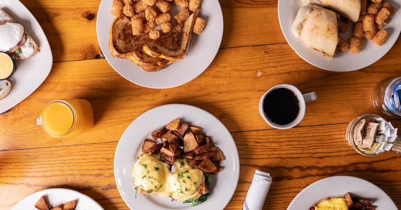 Assorted food and drinks