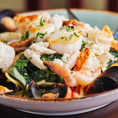 Bucatini seafood pasta