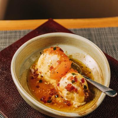 Served dessert on the table.