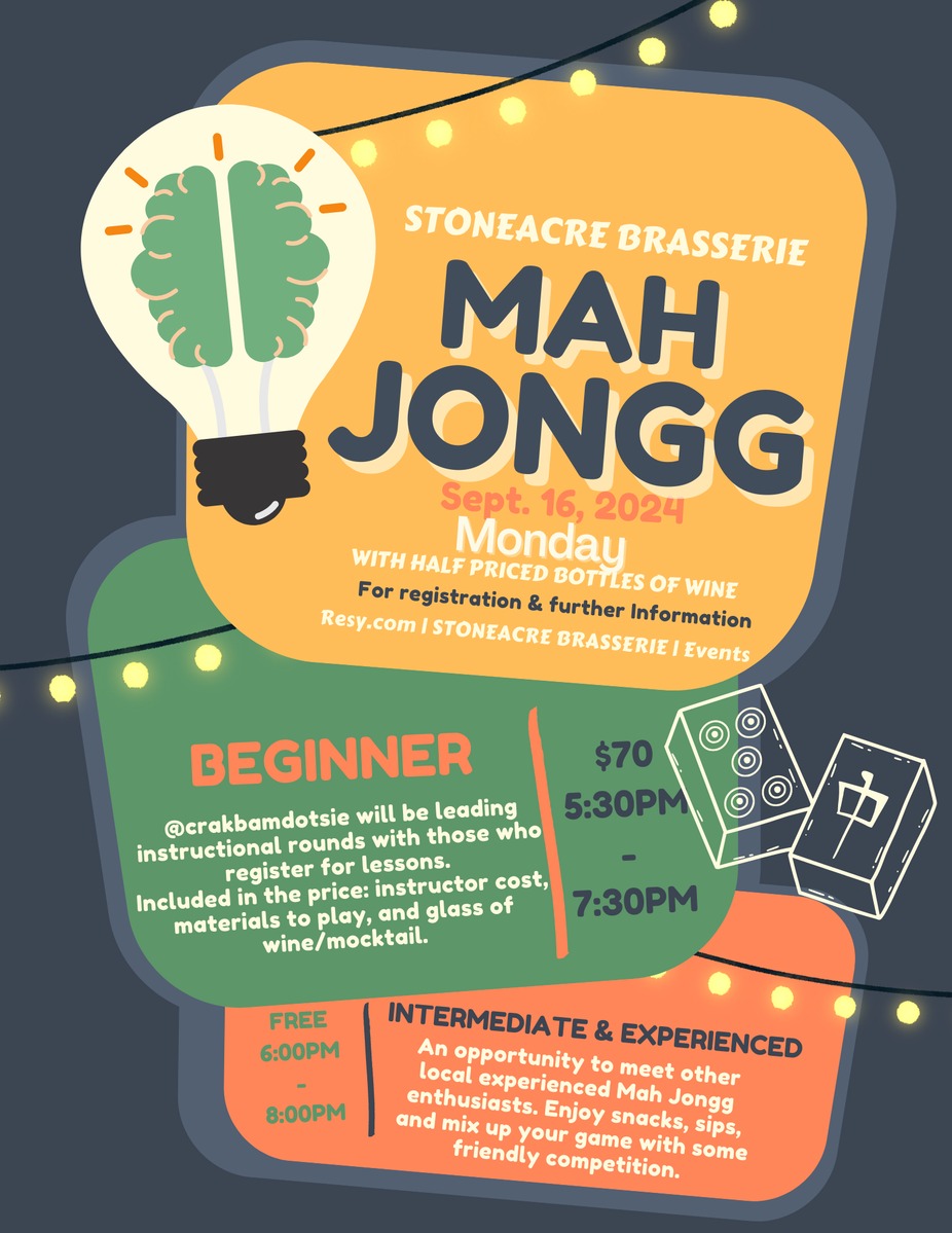 Mah Jongg Monday 9.16.24 at Stoneacre Brasserie event photo