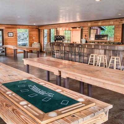 Restaurant interior,bar area with tables set up
